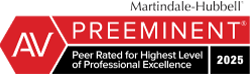 Martindale-Hubbell | AV | Preeminent | Peer Rated For Highest Level Of Professional Excellence | 2025